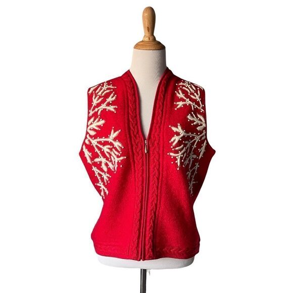 Coldwater Creek Wool Zip Snowflake Vest - Picture 1 of 4